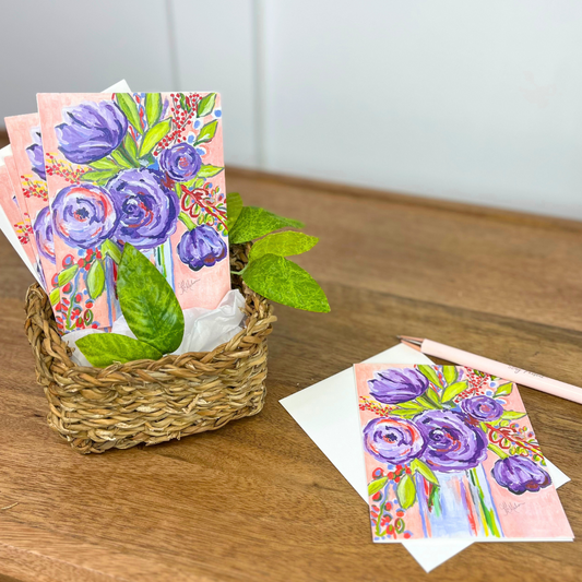 Purple Bouquet Greeting Cards