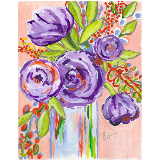 Purple Bouquet Greeting Cards