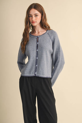 CONTRAST STITCH CARDIGAN