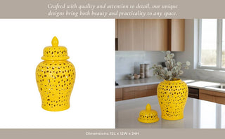 Yellow Ceramic Lidded Jar