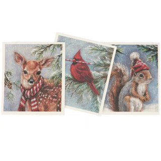 Winter Swedish Dishcloth S/3