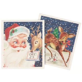 Santa Swedish Dishcloth S/2