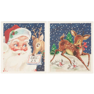 Santa Swedish Dishcloth S/2
