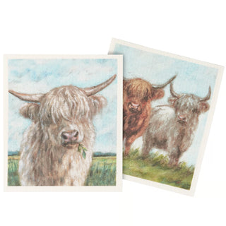 Highland Cows Swedish Cloth S/2
