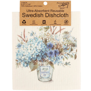 Blue Floral Swedish Dishcloth S/2