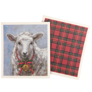 Festive Sheep Swedish Cloth S/2