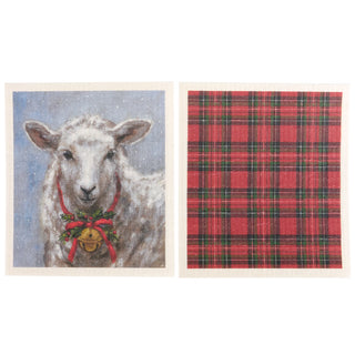 Festive Sheep Swedish Cloth S/2
