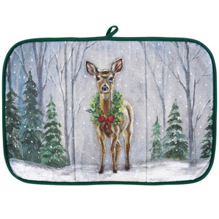 Snowy Deer Drying Mat
