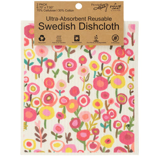 Floral Swedish Dishcloth S/2