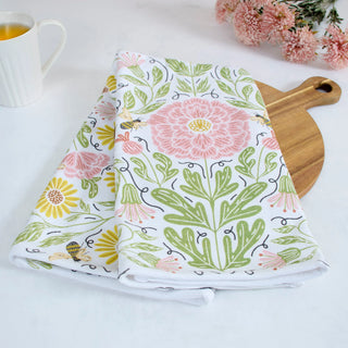 Peony Bee Kitchen Towel