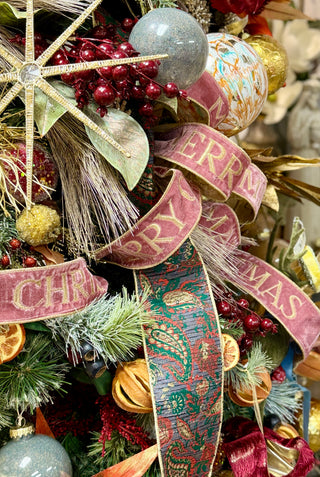 Mauve Merry Christmas Velvet Ribbon