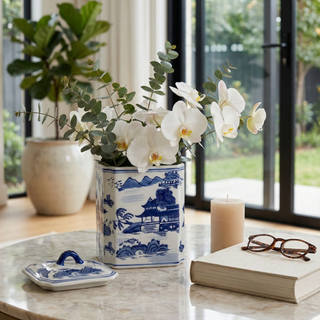 Rectangle Lidded Chinoiserie Jar