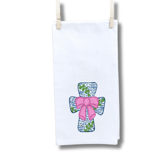 Chinoiserie Cross Pink Bow Towel