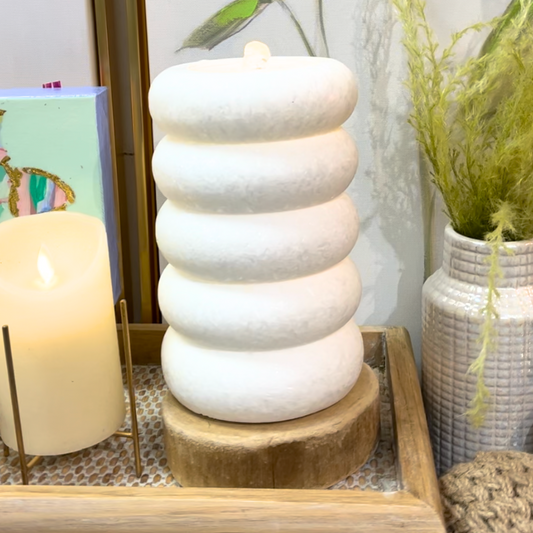 White Spiral Fountain Candle