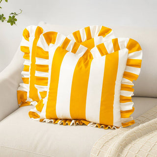 Indoor/Outdoor Pillow Covers Yellow/White 20"