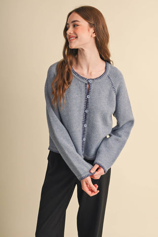 CONTRAST STITCH CARDIGAN