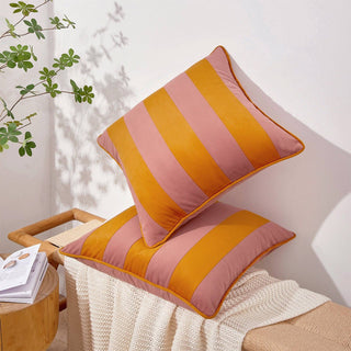18" Pillow Covers Pink Honey Stripe