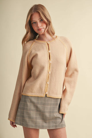 CONTRAST STITCH CARDIGAN