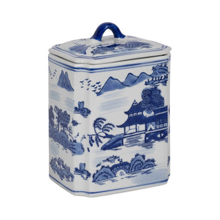 Rectangle Lidded Chinoiserie Jar