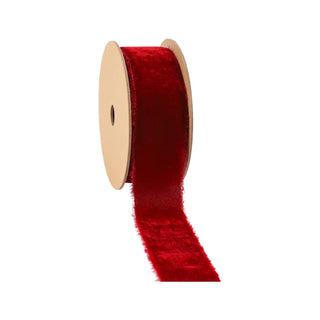 1.5" Bordeaux Fray Velvet Ribbon