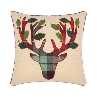 Yuletide Plaid Applique Pillow: 18x18