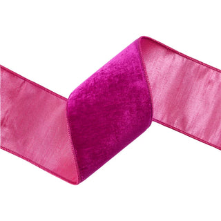 4" Wired Velvet Ribbon Hot Pink