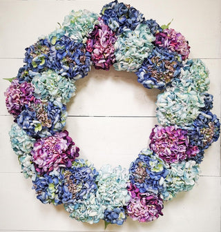 30" Blue Pink Hydrangea Wreath