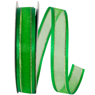 5/8" Emerald Sheer Metallic Ribbon