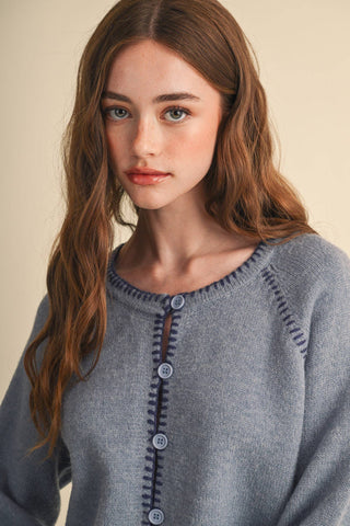 CONTRAST STITCH CARDIGAN