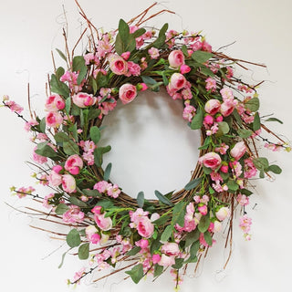 Pink Ranunculus Wreath 32"