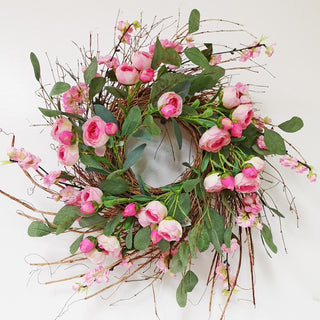 Pink Ranunculus Wreath 25"