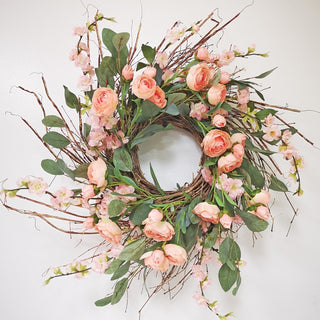 Pink Ranunculus Wreath 25"