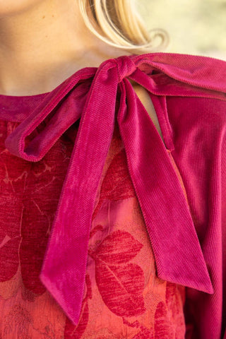Bow Velvet Top Burgundy