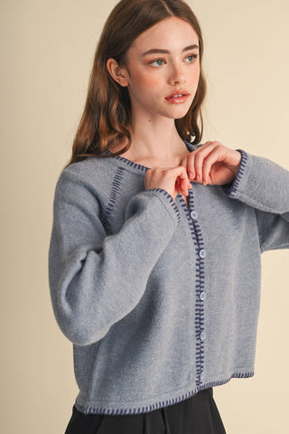 CONTRAST STITCH CARDIGAN