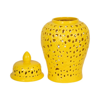 Yellow Ceramic Lidded Jar