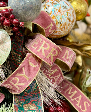 Mauve Merry Christmas Velvet Ribbon