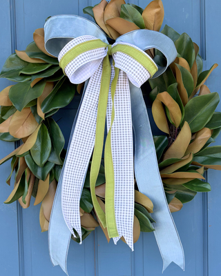 Sage & Sky Gingham Bow