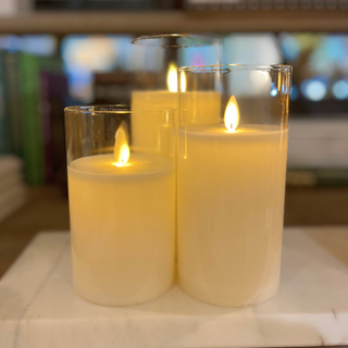 Glass Pillar LED Candle Set