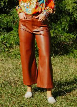 Wide Leg Pleather Pant