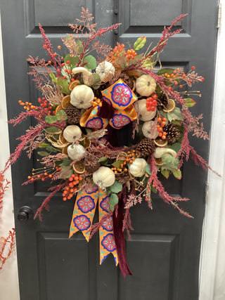 Fall Orange Harvest Wreath
