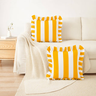 Indoor/Outdoor Pillow Covers Yellow/White 20"