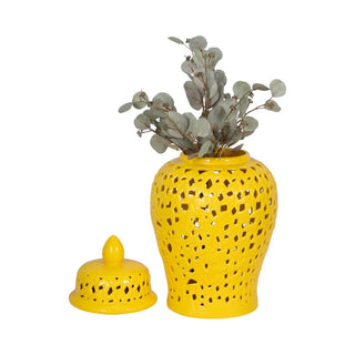 Yellow Ceramic Lidded Jar