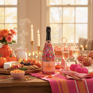 Pink Orange Pumpkins Champagne Bottle Wrap
