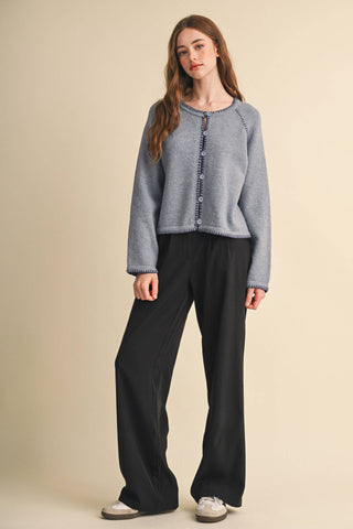 CONTRAST STITCH CARDIGAN