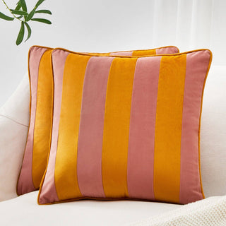22" Pillow Covers Pink Honey Stripes