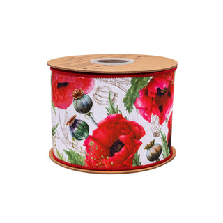 4" Poppies on White Ribbon