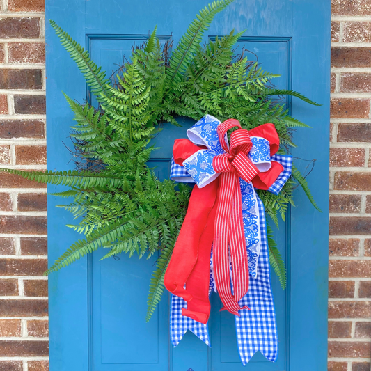 Memorial Day Bow - Large Red & Blue Gingham