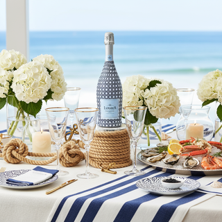 Navy White Cane Prosecco Bottle Wrap
