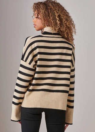 Stripe Cowl Sweater