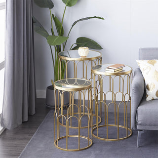 Mirrored Gold Metal Table